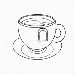 Free book club clipart of black and white teacup line art